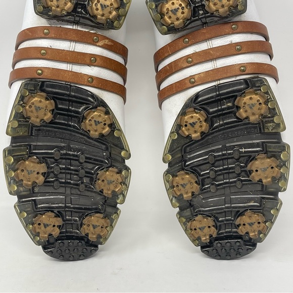 Adidas Tour 360 LTD Golf Shoes Mens 10.5 White Brown Leather Soft Spikes Lace Up - Picture 15 of 16